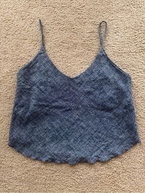 OZMA Hemp Cotton Structured Tank Top Navy Blue Size Medium